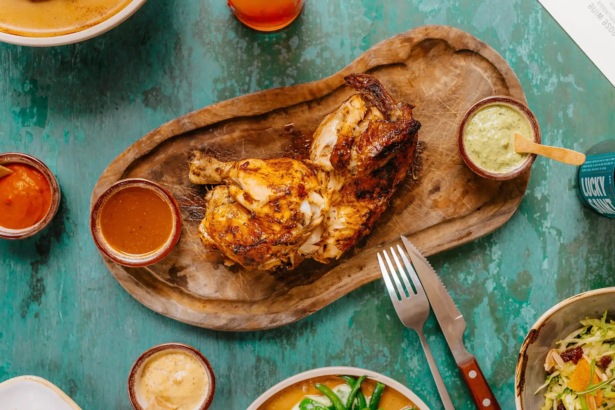 Roasted Chicken served with sauces