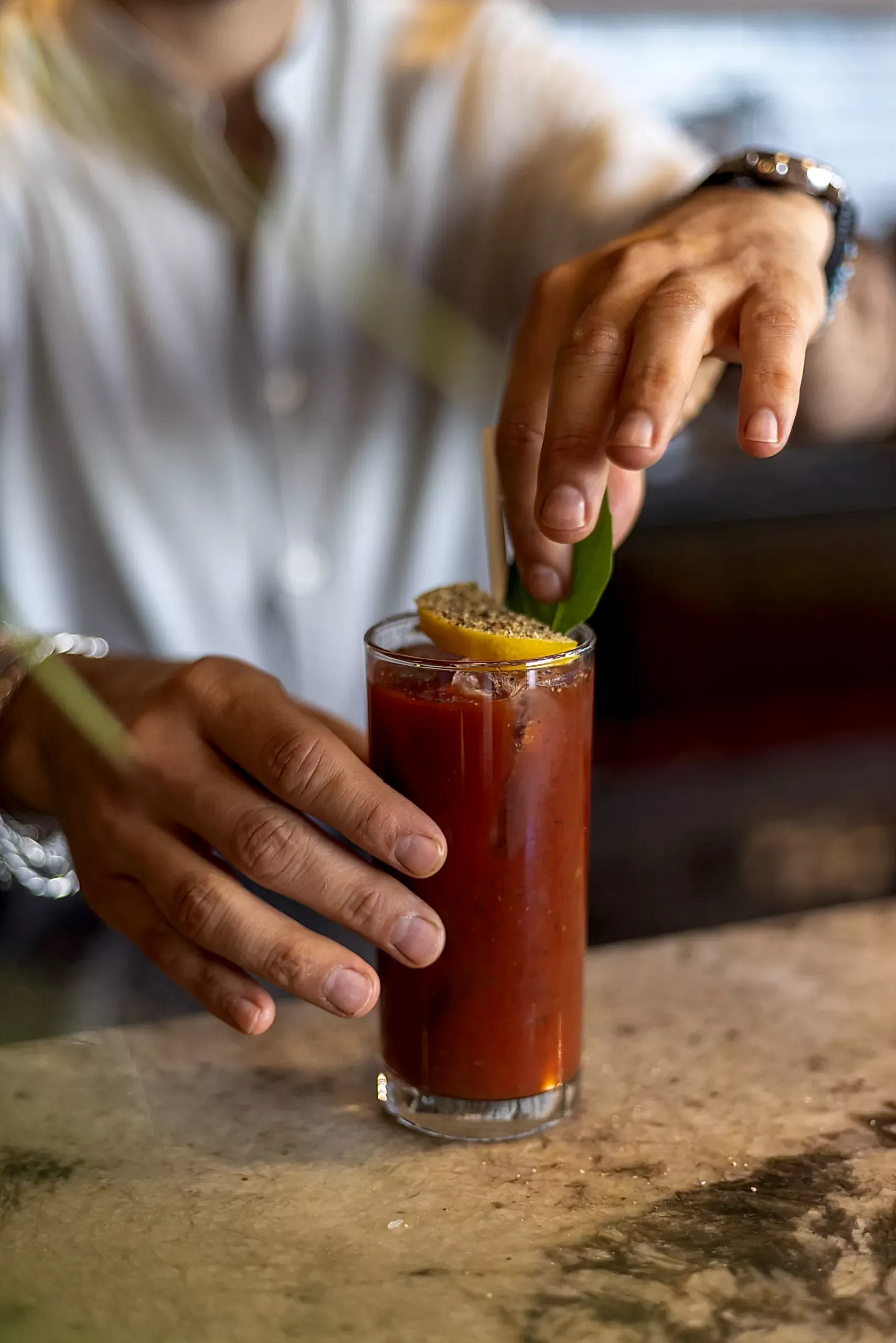 Bartender preparing a cocktail